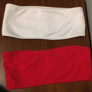 Two bandeau bikini tops